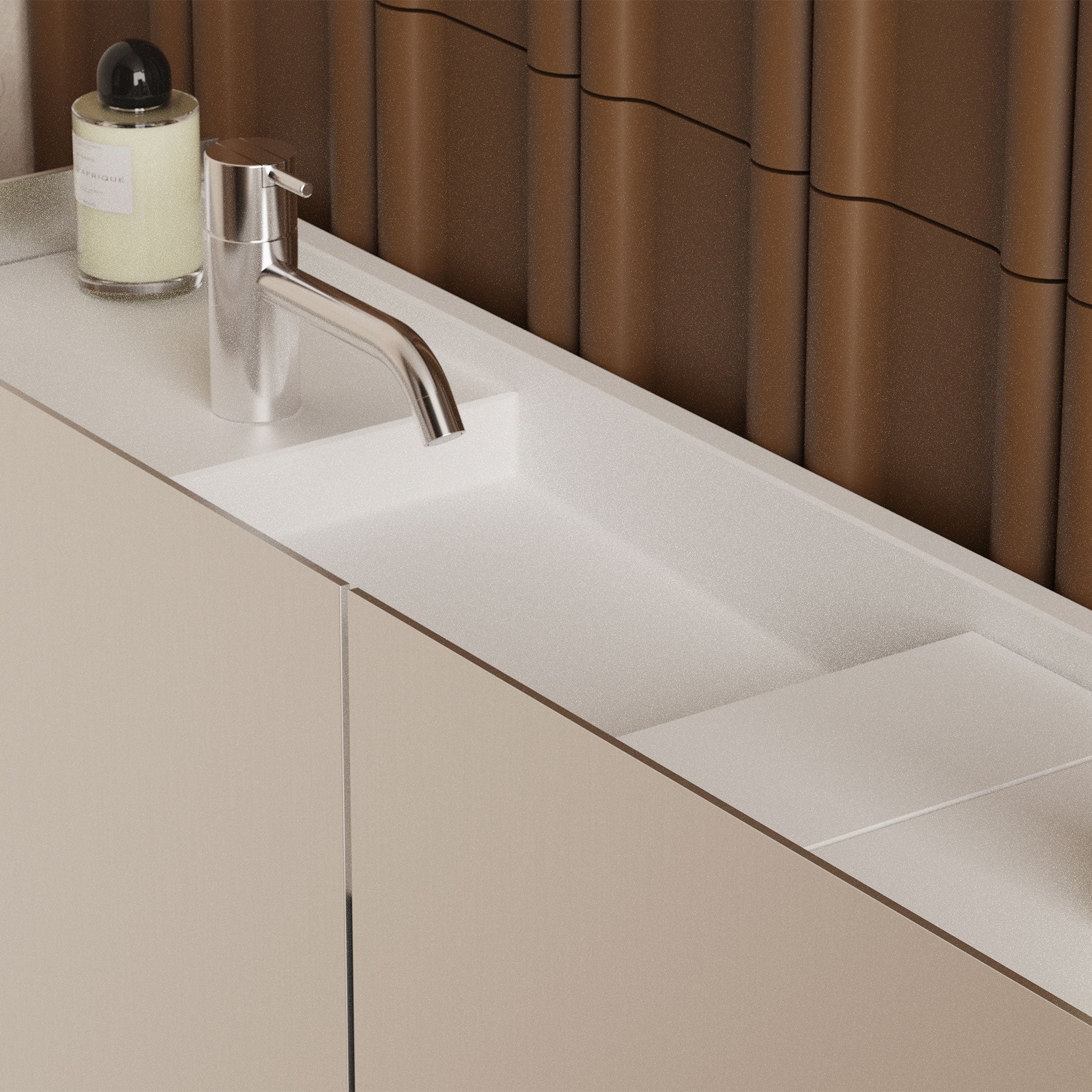 Dami Mini Custom concrete bathroom basin with Bora bathroom cabinet