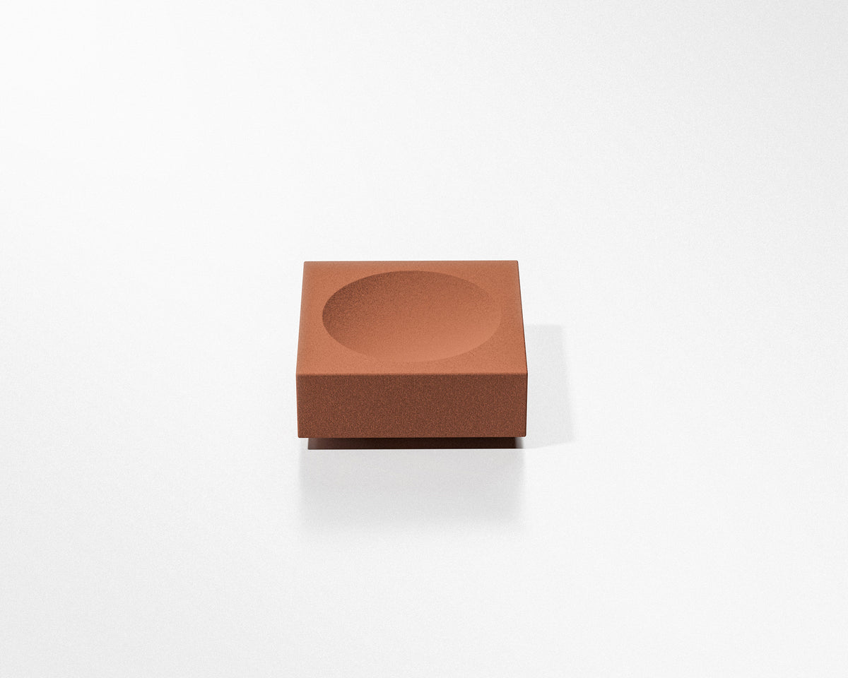 FORMED Square Circle sculptural concrete dish in a contemporary bathroom
