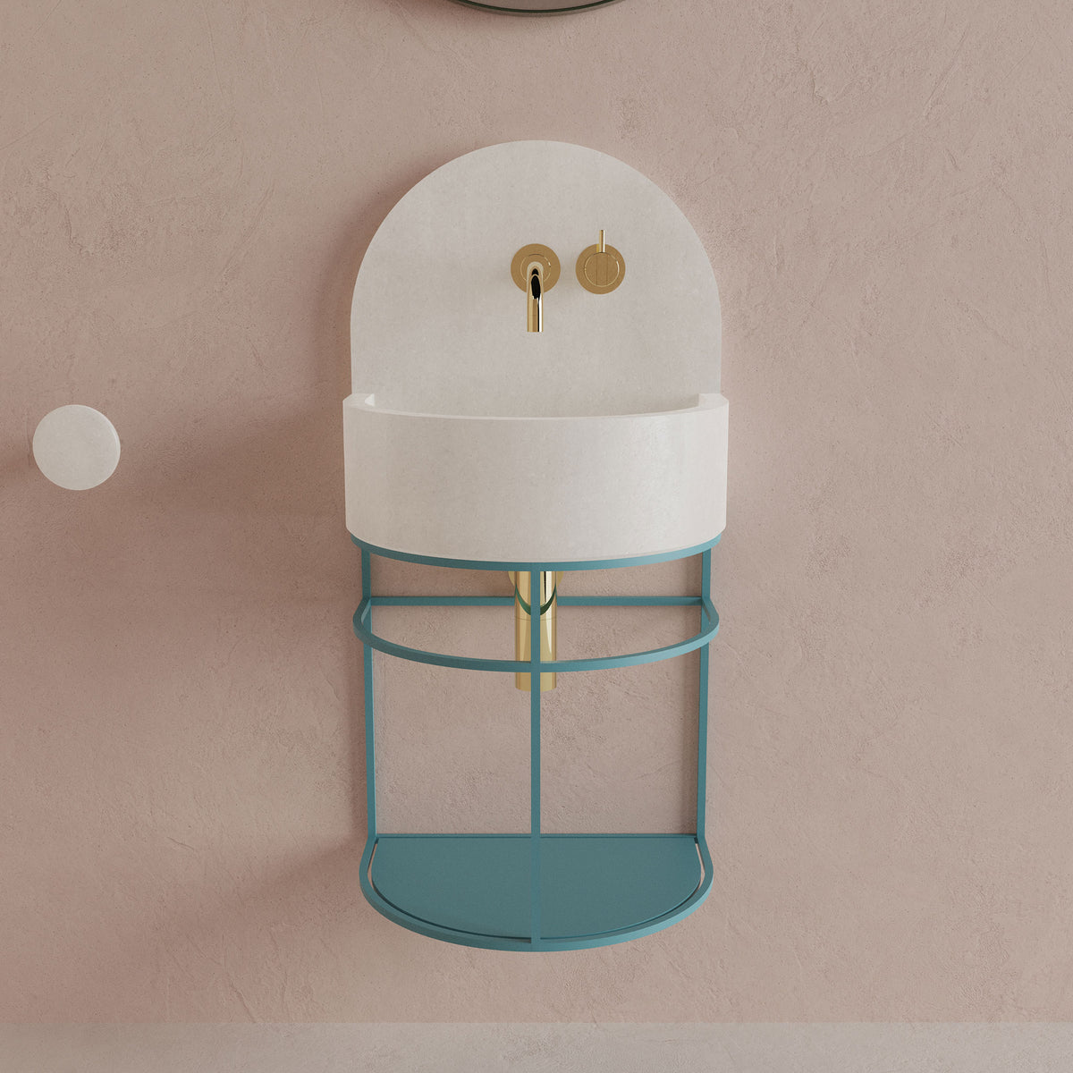 Nobu Mini compact concrete utility basin with integrated splashback