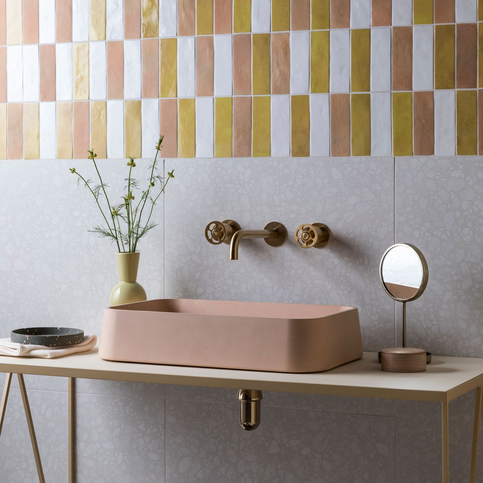 Orton curved concrete vanity basin with gently sloping sides
