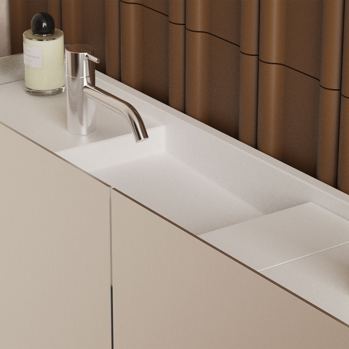 Dami Mini Custom concrete bathroom basin with Bora bathroom cabinet