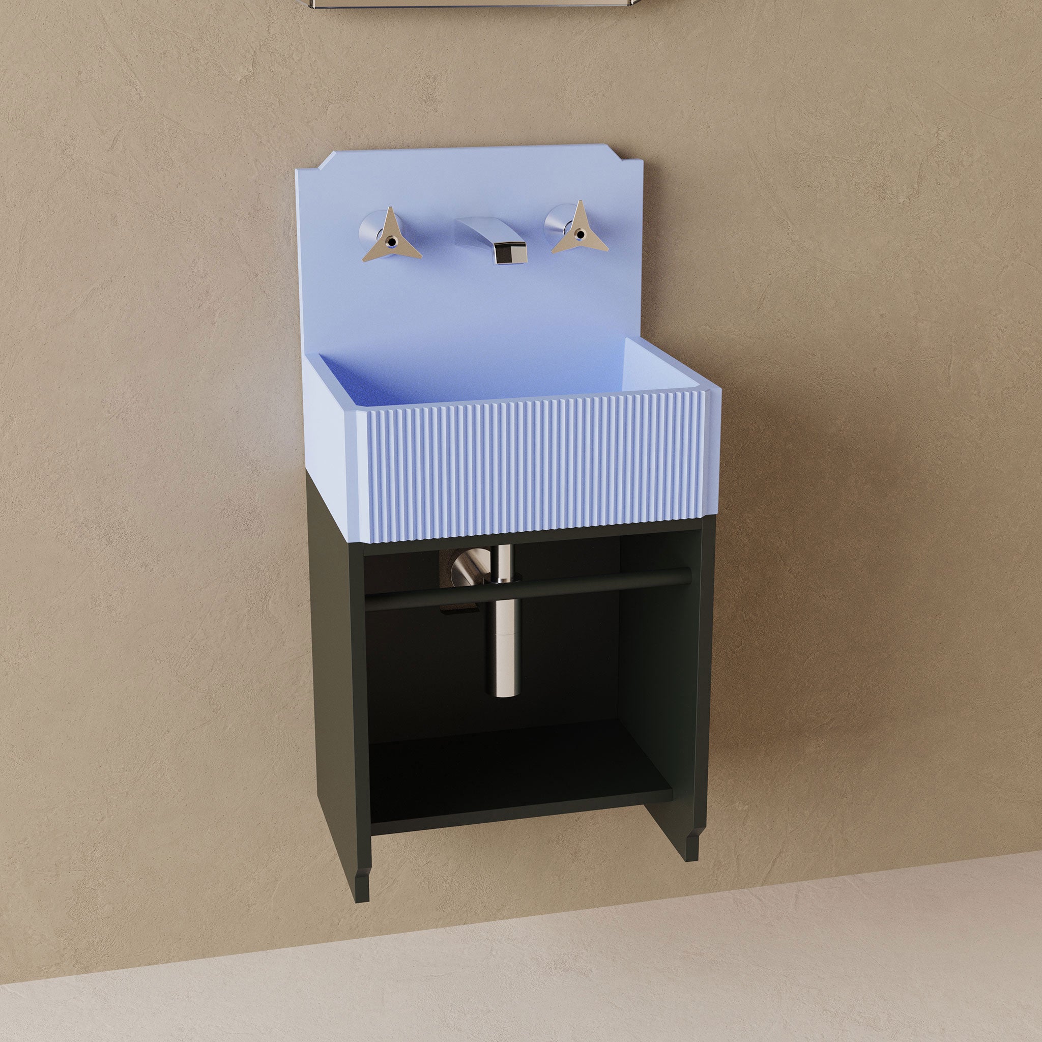 Elba Mini concrete bathroom basin with Kurt bathroom cabinet