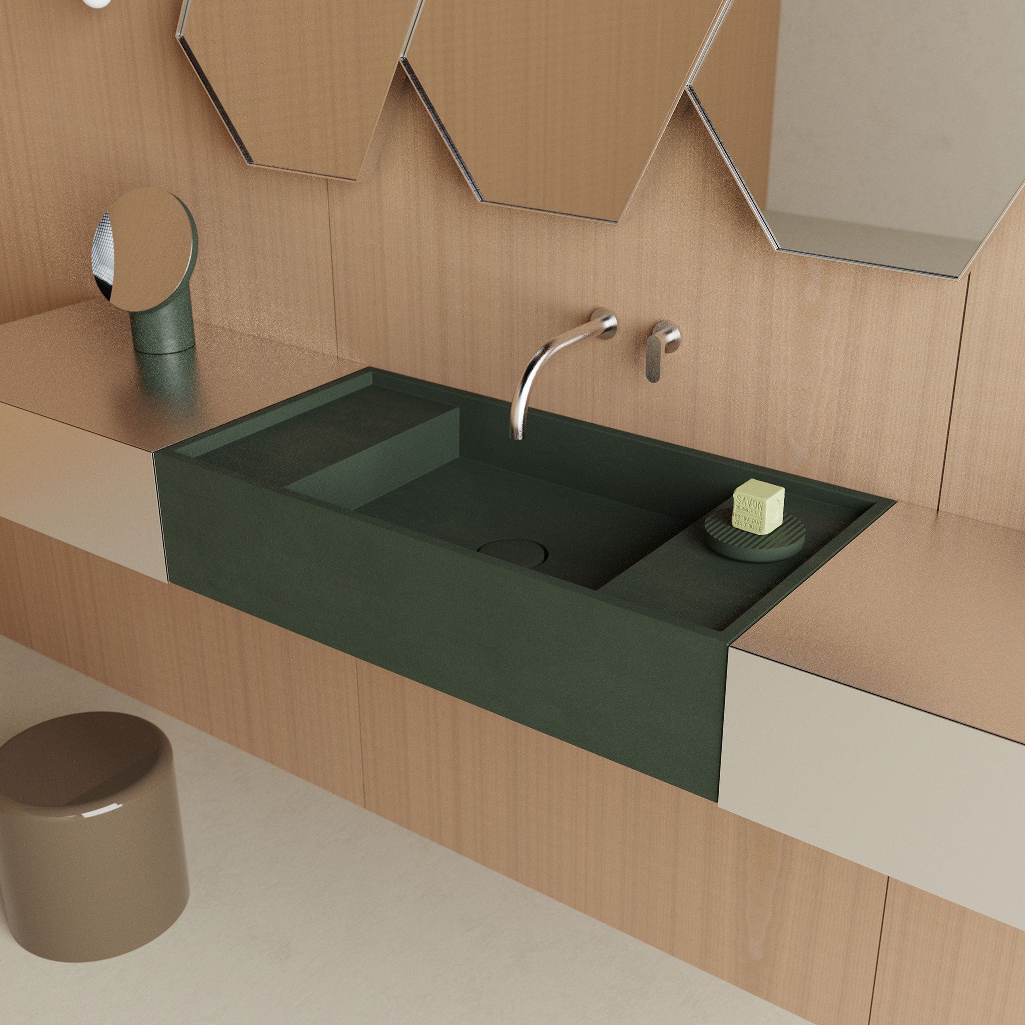 Dami Modular concrete vanity basin with Max metal bathroom cabinet