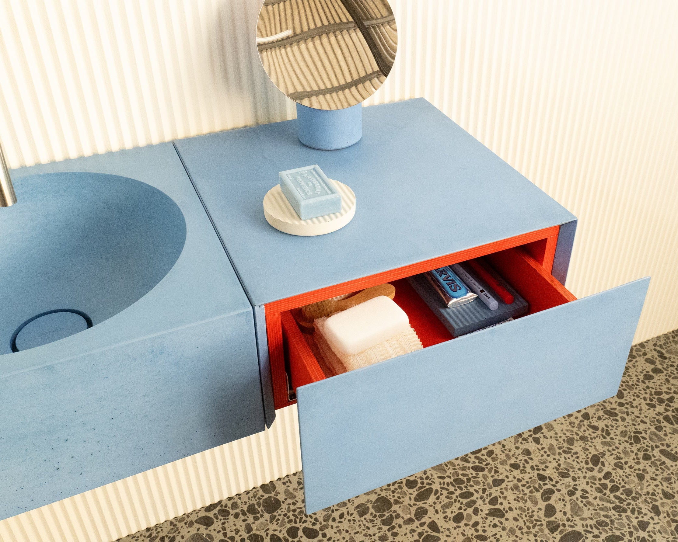 Max modular concrete bathroom cabinet with FORMED vanity basin