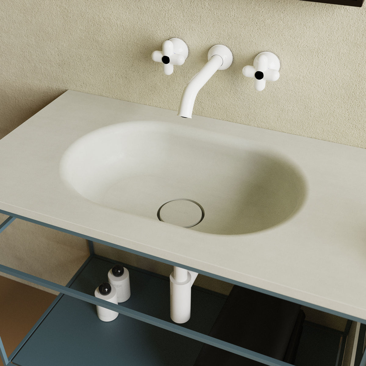 Oti concrete vanity basin with Wireframe support frame